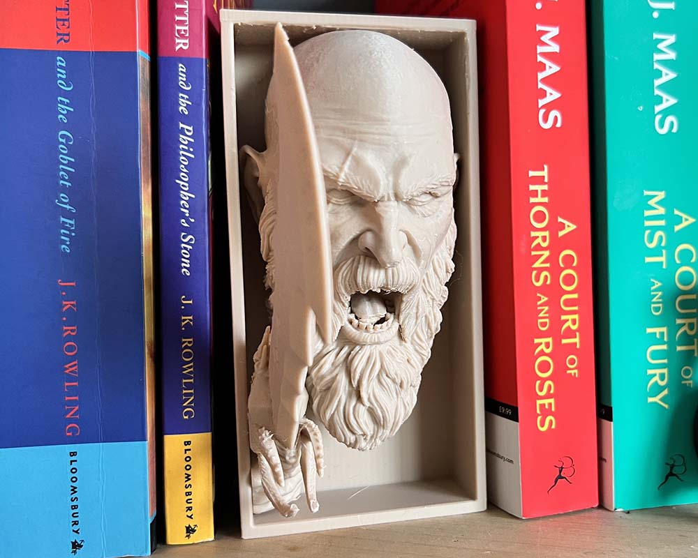 Kratos war cry shelf decor for PlayStation and gaming fans