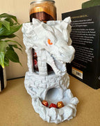 Dragon skull dice tower and drink holder for TTRPG 3D printed dragon skull dice roller with can holder Fantasy dice tower accessory with dragon skull design RPG dice goblin gift – dragon skull dice holder and drink stand Tabletop gaming drink holder with dragon skull detail