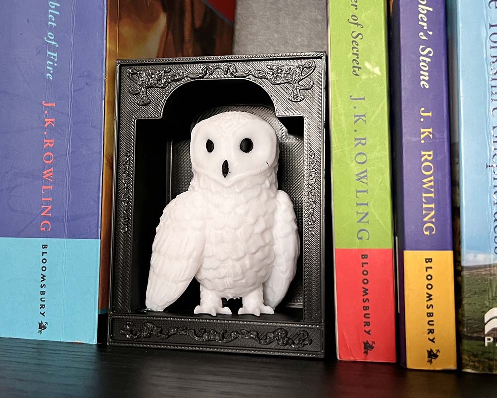 Snowy owl book nook for fantasy-themed shelf displays