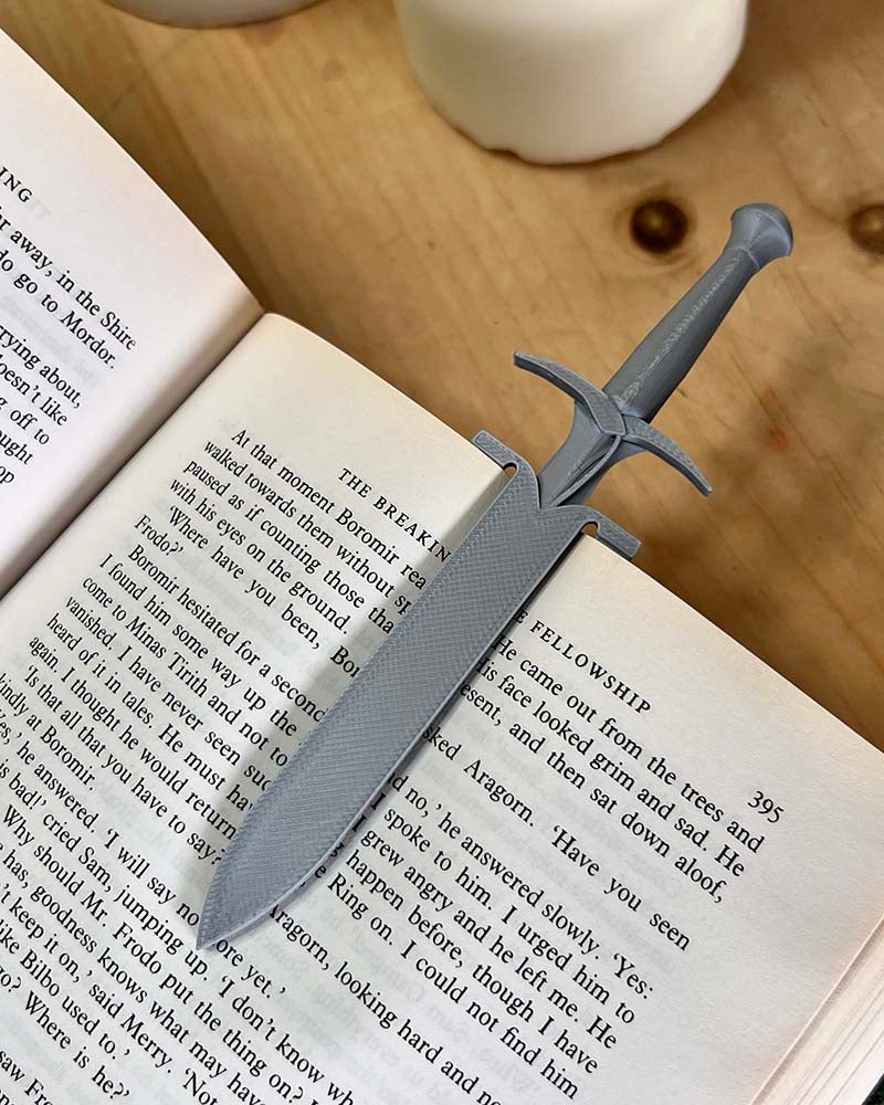 Lord of the ring sword book marks 3d printed in sustainable PLA by Ryan does 3D