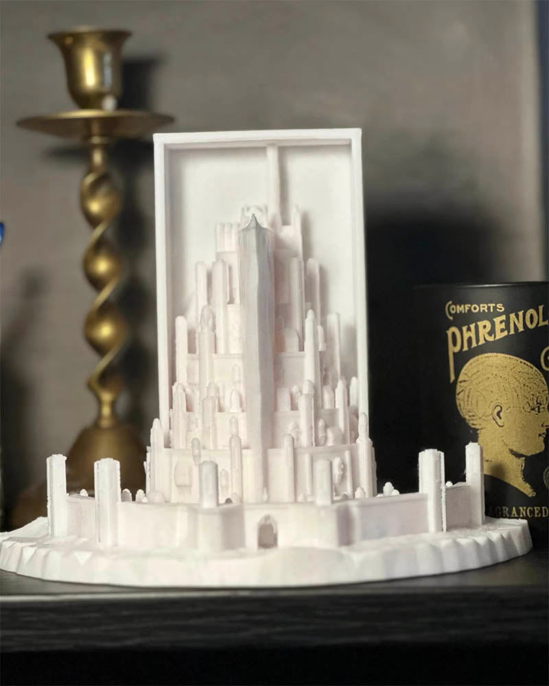 Minish Tirith in white of the white city of Gondor.  Lord of the Rings home decor