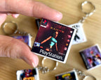 Miniature Tomb Raider PS1 game case keyring retro PlayStation design, stocking filler gift for playstation 1 gaming fans