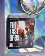 Close-up of metal keyring attached to PS3-style mini game case of the Last of Us