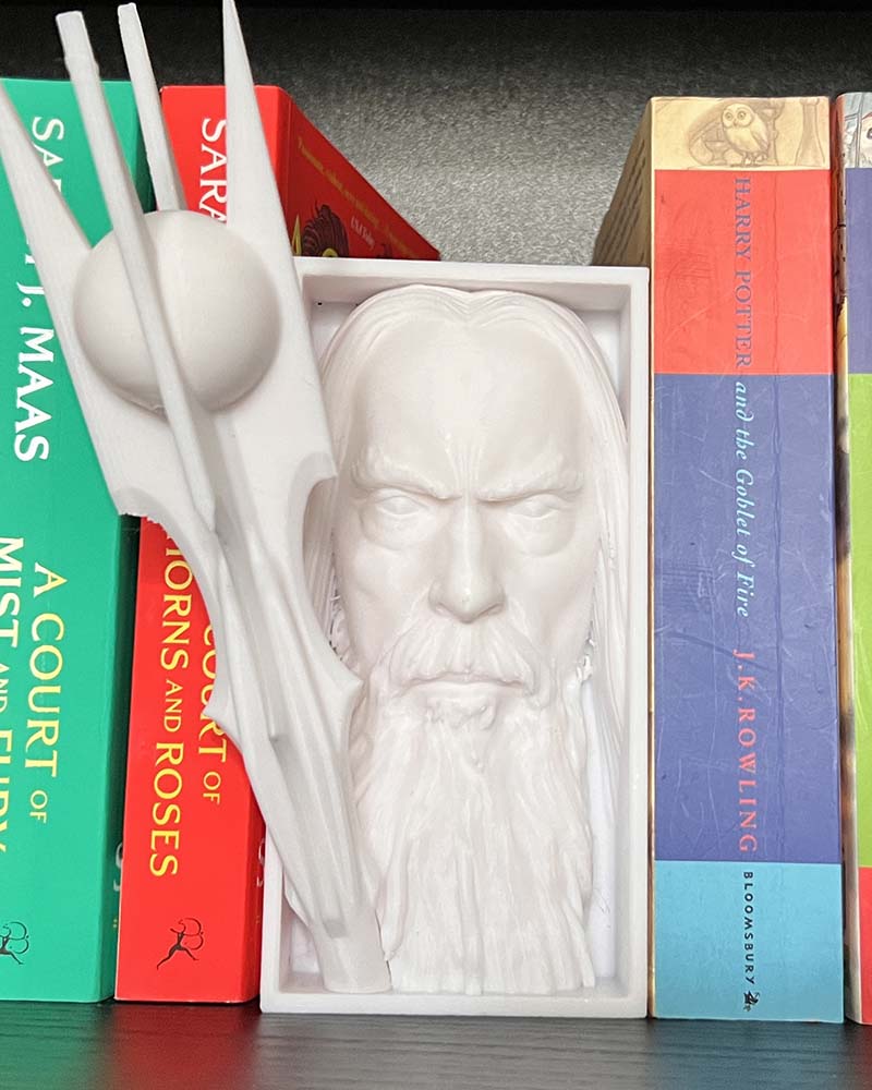 Saruman with staff book nook for lord of the rings fans home decor