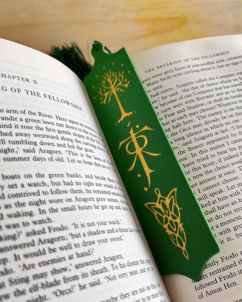 Tolkien Symbol Bookmark with tassel - Lord of the Rings Bookmark - 3D printed - Small gifts for lord of the rings lover fans -
