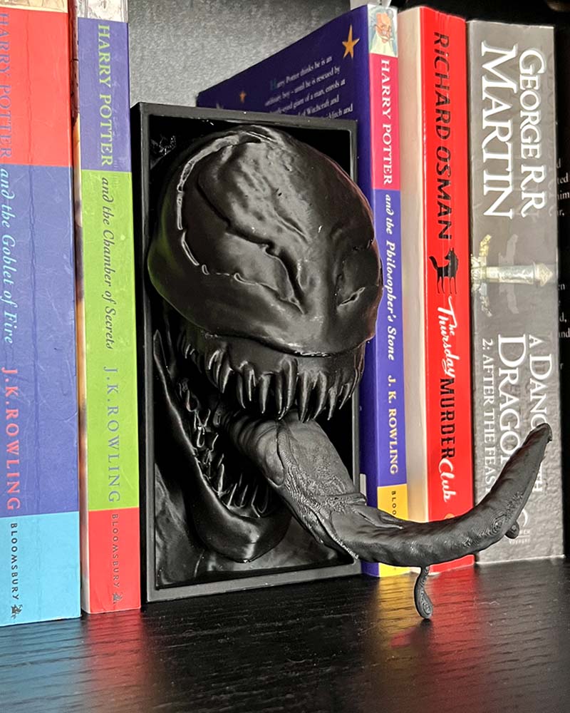 Venom with tongue out book nook