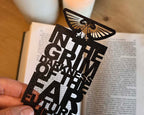 3D printed Warhammer bookmark with iconic grimdark quote and aquila in black 
