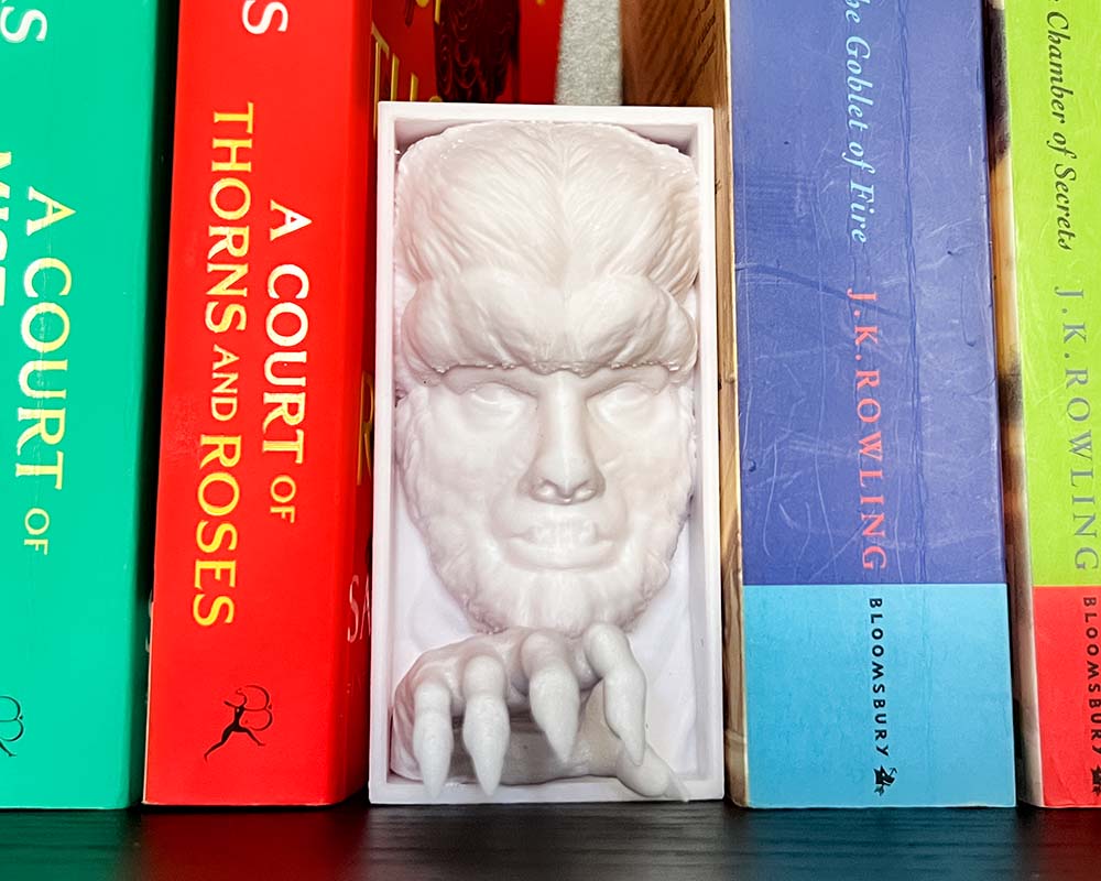 3D printed Wolfman bookend horror decor