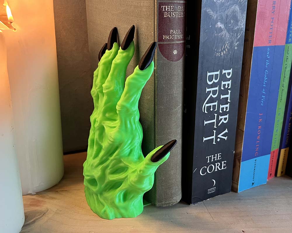 Demon hand bookend horror book shelf decor