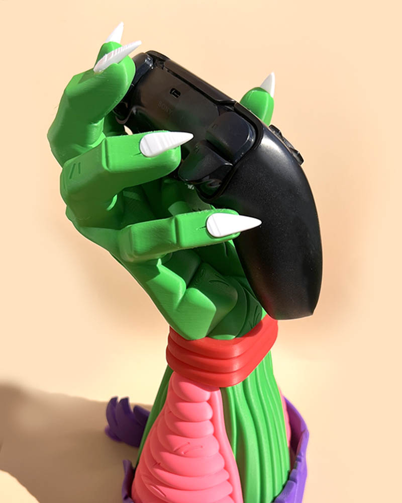 Piccolo hand controller holder Dragon Ball Z stand Anime gaming stand for Xbox PlayStation Switch controllers 3D printed Piccolo hand grip controller holder Dragon Ball Z Piccolo hand gaming display accessory Anime-inspired controller holder gift for gamers