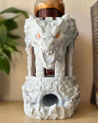 Dragon skull dice tower and drink holder for TTRPG 3D printed dragon skull dice roller with can holder Fantasy dice tower accessory with dragon skull design RPG dice goblin gift – dragon skull dice holder and drink stand Tabletop gaming drink holder with dragon skull detail