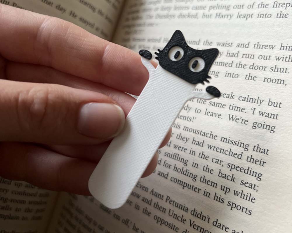 cat face on peeking bookmark 3d printed tab like bookmark