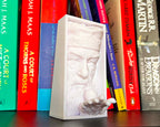 Dumbledore book nook holding Golden Snitch 3D printed Harry Potter book nook wizarding shelf insert Magical bookshelf décor featuring Dumbledore figure Fantasy book nook with Dumbledore and Snitch design Wizarding world book nook gift for Harry Potter fans